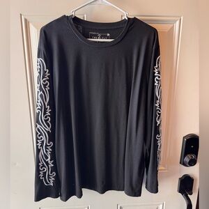 Elegant Black Long Sleeve Top with White Detailing